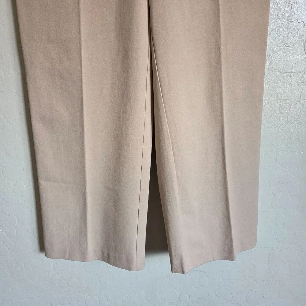 Rachel Zoe High-Rise Wide Leg Trouser Pants Tan Size 12 Cotton Blend Work Casual